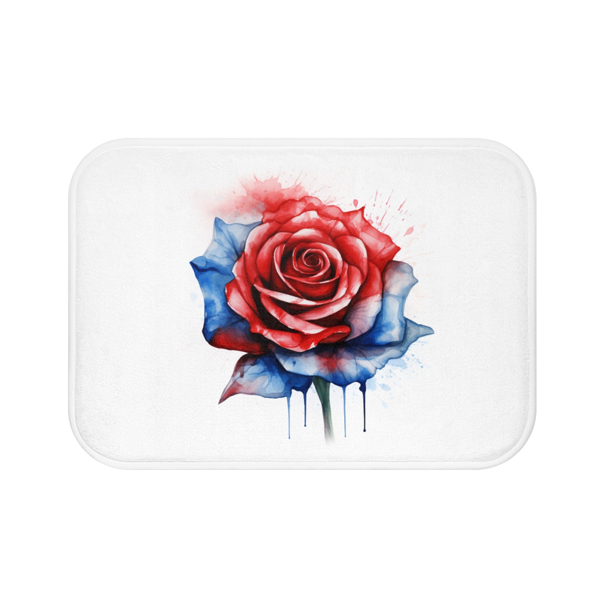 Red and Blue rose Bath Mat