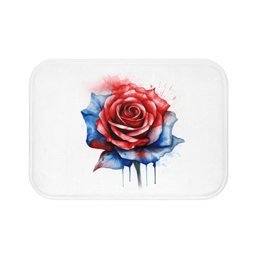 Red and Blue rose Bath Mat