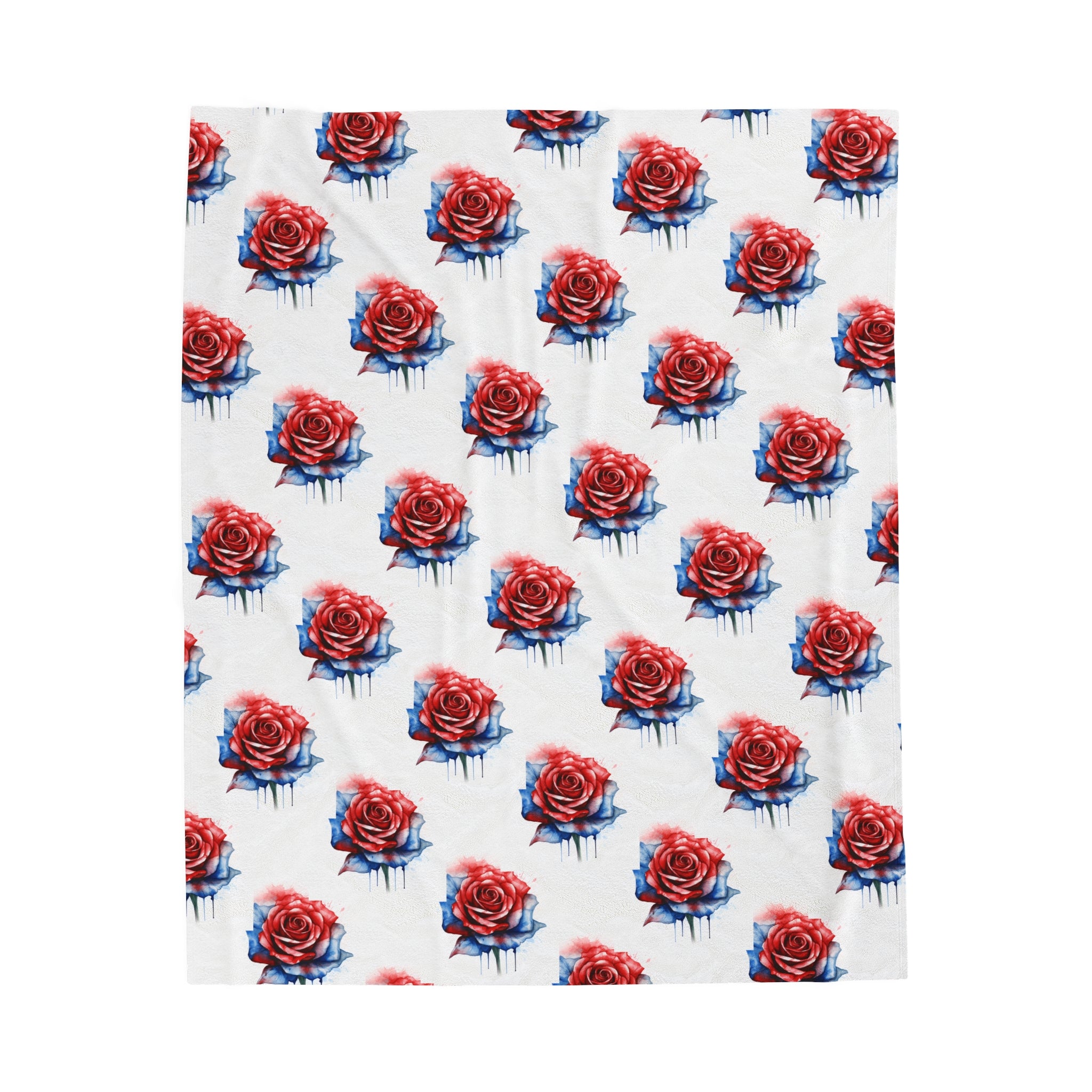 Red and Blue rose Velveteen Plush Blanket