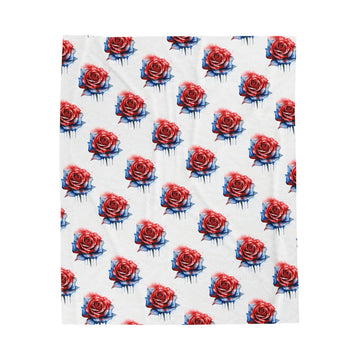 Red and Blue rose Velveteen Plush Blanket