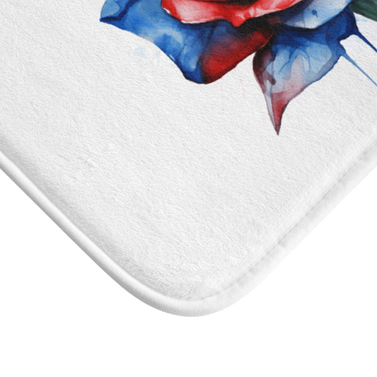 Red and Blue rose Bath Mat