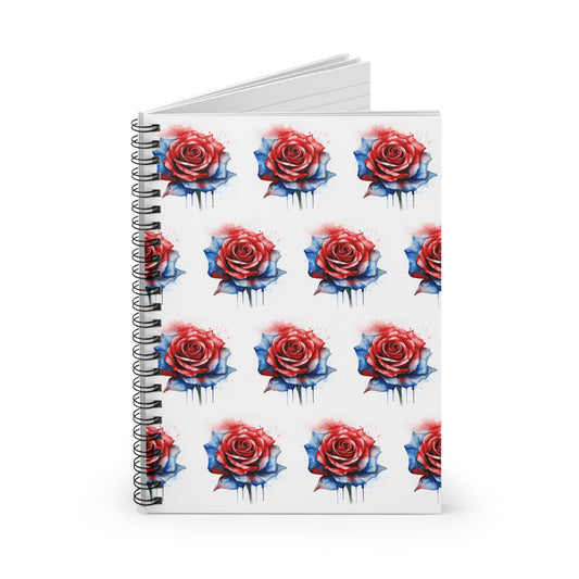 Blues Rose Spiral Notebook - Ruled Line